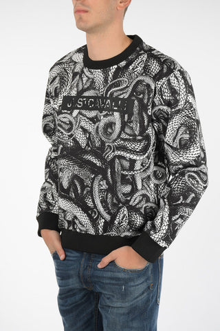snake-print crew-neck sweatshirt
