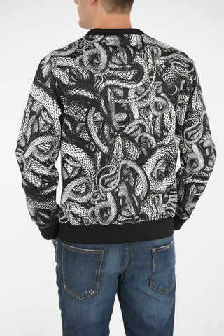 snake-print crew-neck sweatshirt