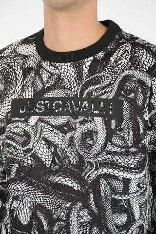 snake-print crew-neck sweatshirt
