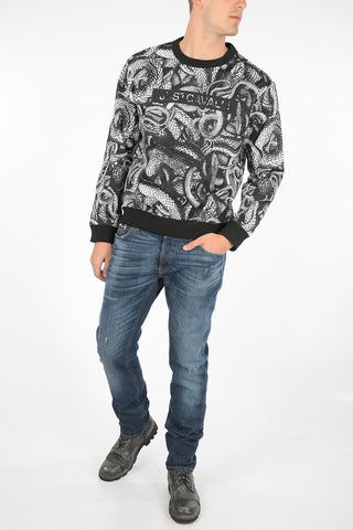 snake-print crew-neck sweatshirt