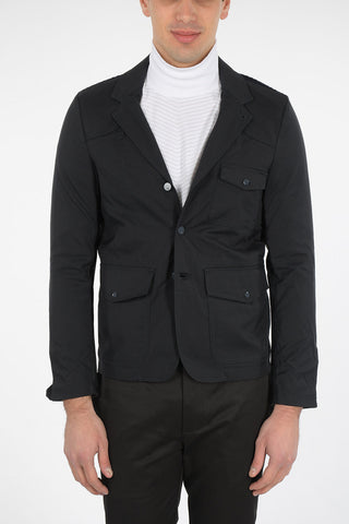 Single Breasted Blazer with Leather Details