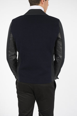 Single Breasted Blazer with Leather Details