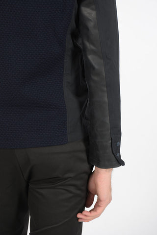 Single Breasted Blazer with Leather Details