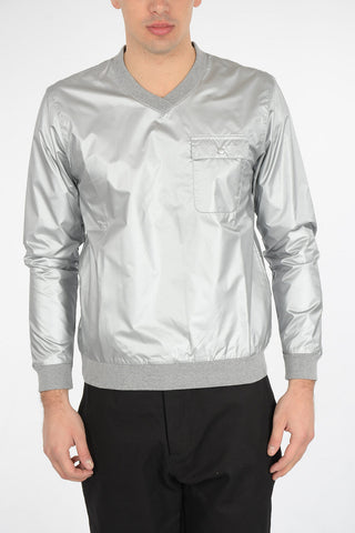 Waxed Fabric V-neck Sweatshirt