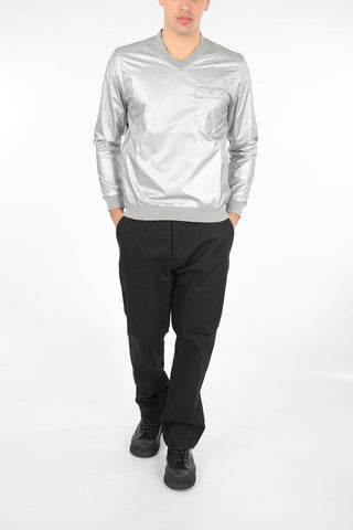 Waxed Fabric V-neck Sweatshirt