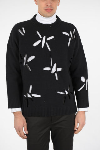 Virgin Wool Sweater with Cut Out Details