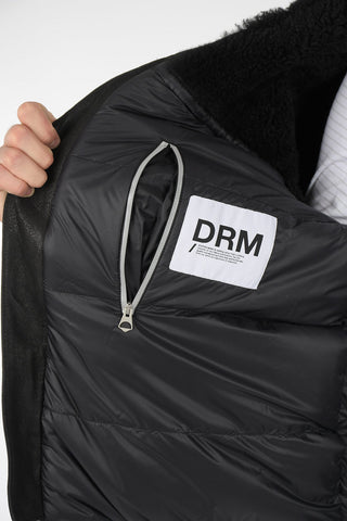 Down Jacket with Leather Sleeves