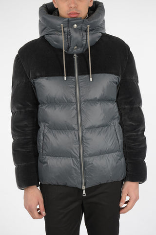Down Jacket with Corduroy Sleeves
