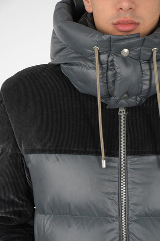 Down Jacket with Corduroy Sleeves