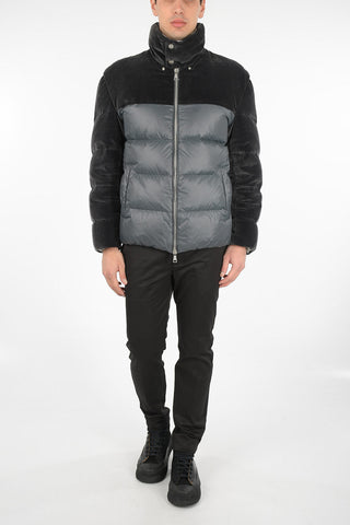 Down Jacket with Corduroy Sleeves