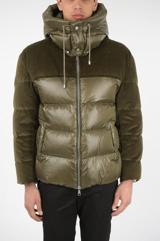Down Jacket with Corduroy Sleeves