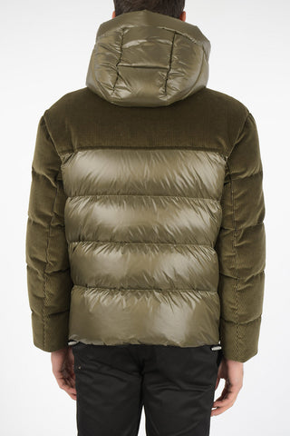 Down Jacket with Corduroy Sleeves