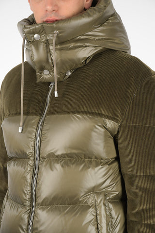 Down Jacket with Corduroy Sleeves