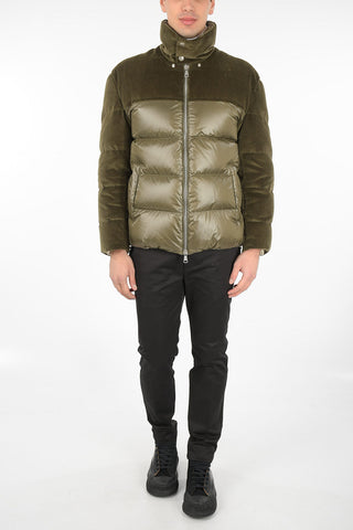 Down Jacket with Corduroy Sleeves
