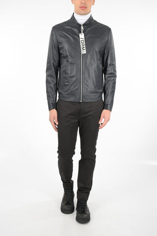 Leather Jacket with Zip Closure