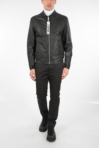 Leather Jacket with Zip Closure