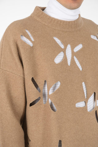 Maglia in Lana Vergine con Dettagli Cut Out