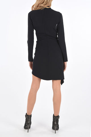mini asymmetric bodycon dress with mesh detail