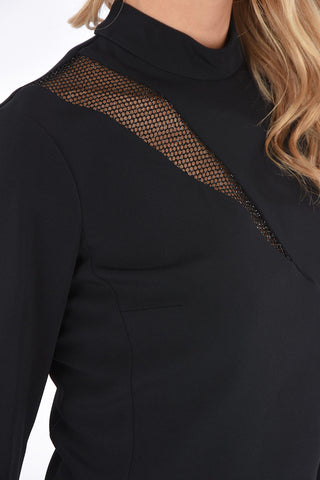 mini asymmetric bodycon dress with mesh detail