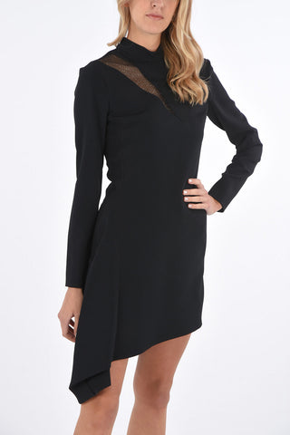 mini asymmetric bodycon dress with mesh detail