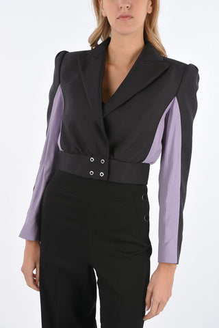 giacca crop con revers a lancia