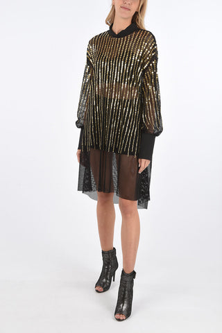 paillettes mesh above knee  dress