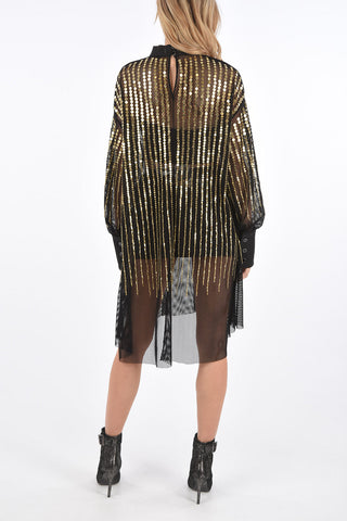 paillettes mesh above knee  dress