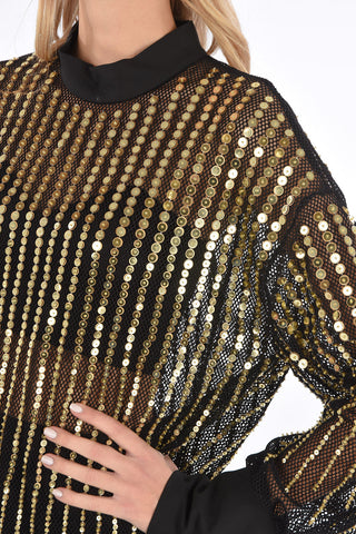 paillettes mesh above knee  dress
