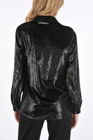 camicia in velluto effetto laminato