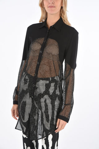 Mesh Glitter Maxi Shirt