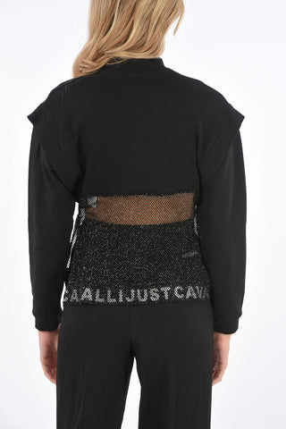 crew-neck sweatshirt with mesh detail