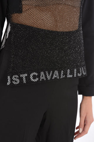 crew-neck sweatshirt with mesh detail