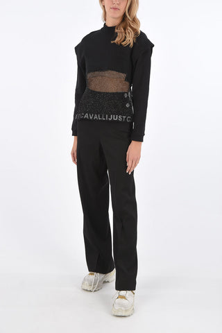 crew-neck sweatshirt with mesh detail