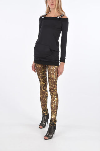 lamè effect sheer leggings