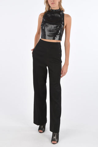 snake-print leather CARRIE strappy backline crop top