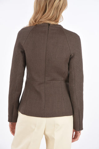 Virgin Wool Back Zipped LIVIA Crew-Neck Top 