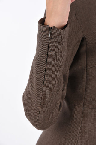 Virgin Wool Back Zipped LIVIA Crew-Neck Top 