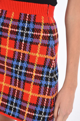plaid virgin wool mini a-line skirt