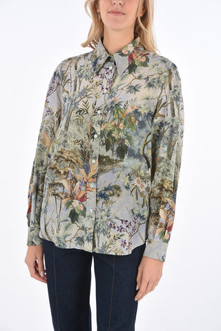 camicia stampa floreale in seta
