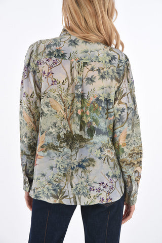 camicia stampa floreale in seta