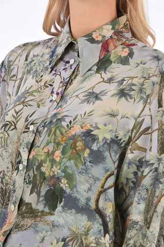 camicia stampa floreale in seta
