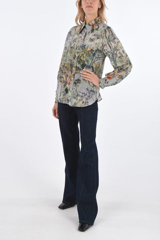 camicia stampa floreale in seta