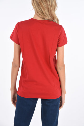 t-shirt girocollo con dettaglio strass