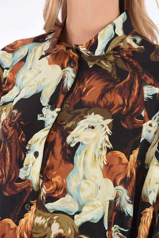 horses printed silk shirt