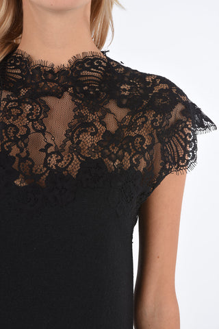 sleeveless shift dress with lace details