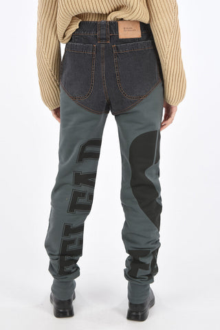 jogger pants with denim details