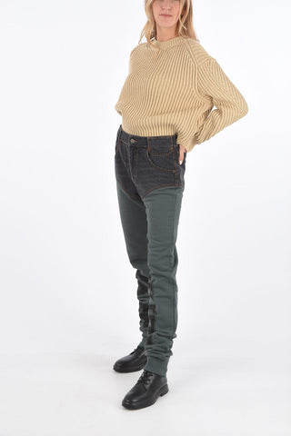 jogger pants with denim details