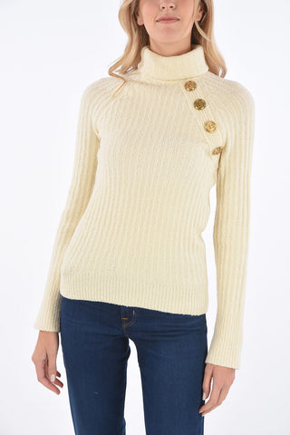 golden buttons turtle-neck sweater