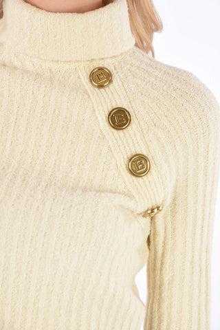 golden buttons turtle-neck sweater
