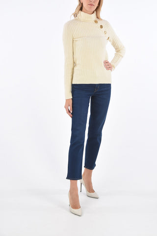 golden buttons turtle-neck sweater